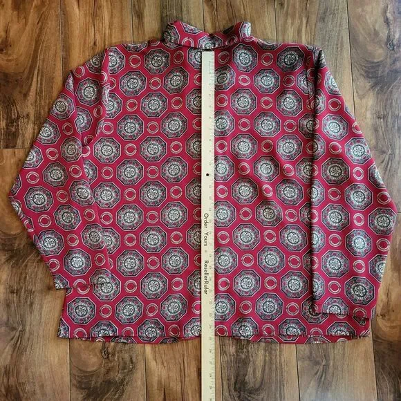 Christie & Jill Red Geometric Print Button Front Blouse Size 20 Top Retro Boho - Picture 11 of 15